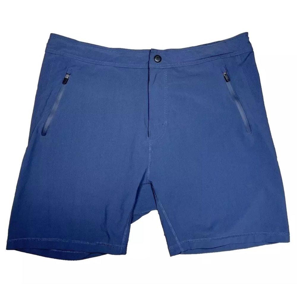 Mack Weldon Mens XL 4 Way Active Shorts Navy Blue Nylon Stretch 7” Ins Golf EUC